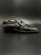 BALLY BLACK LEATHER SQUARE TOE SINGLE MONK STRAP Loafers
