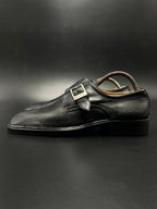 BALLY BLACK LEATHER SQUARE TOE SINGLE MONK STRAP Loafers