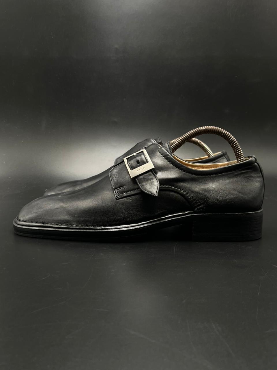 BALLY BLACK LEATHER SQUARE TOE SINGLE MONK STRAP Loafers