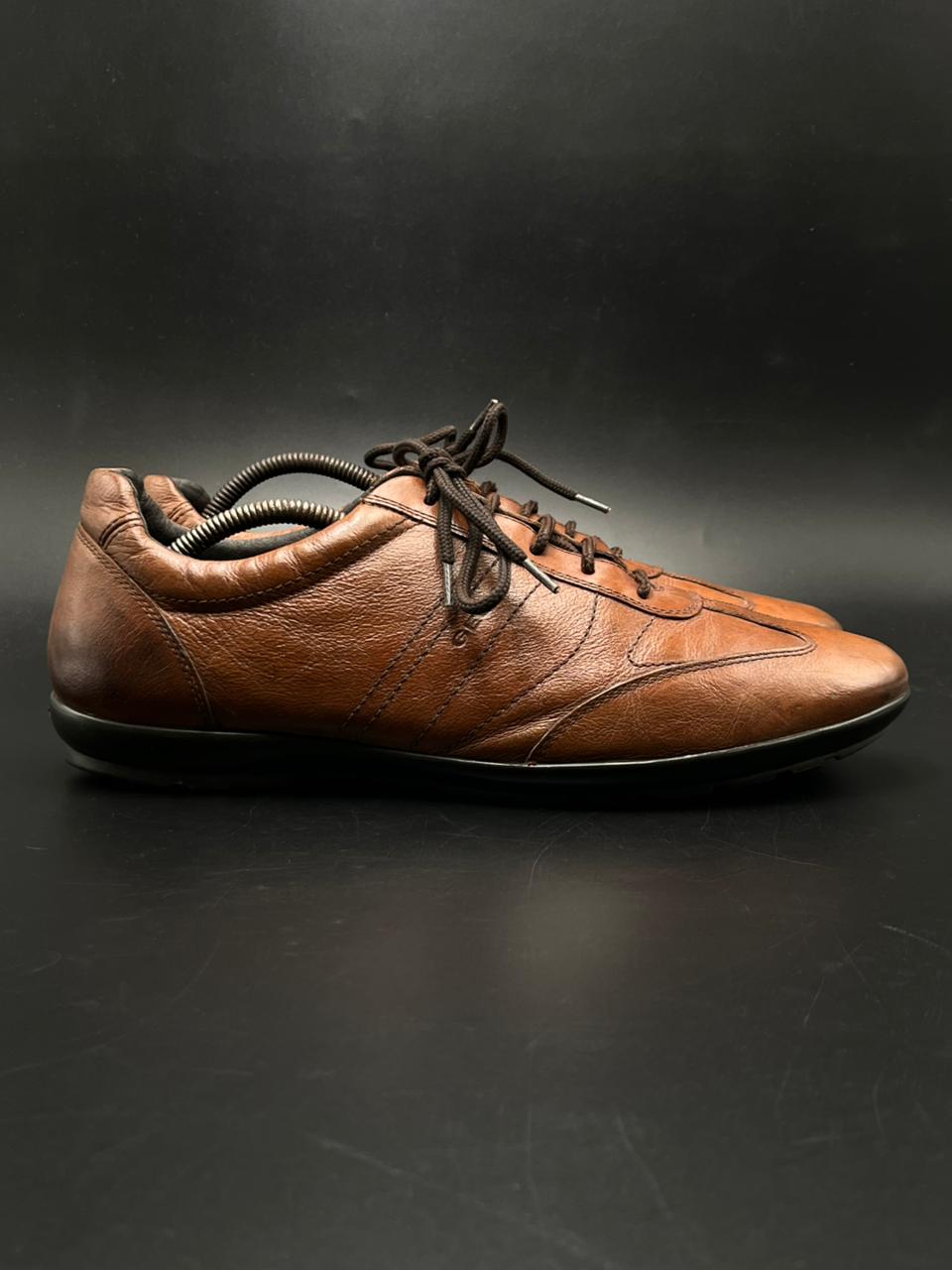 GEOX RESPIRA ITALIAN PATENT BROWN LEATHER COMFORT SNEAKERS
