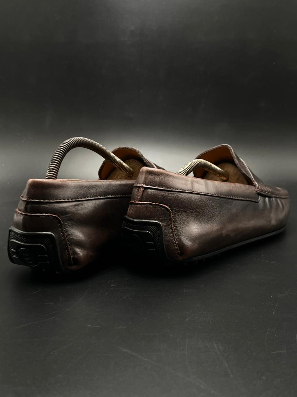 MASSIMO DUTTI DARK BROWN LEATHER PENNY DRIVING MOC SLIP ON LOAFERS SHOES