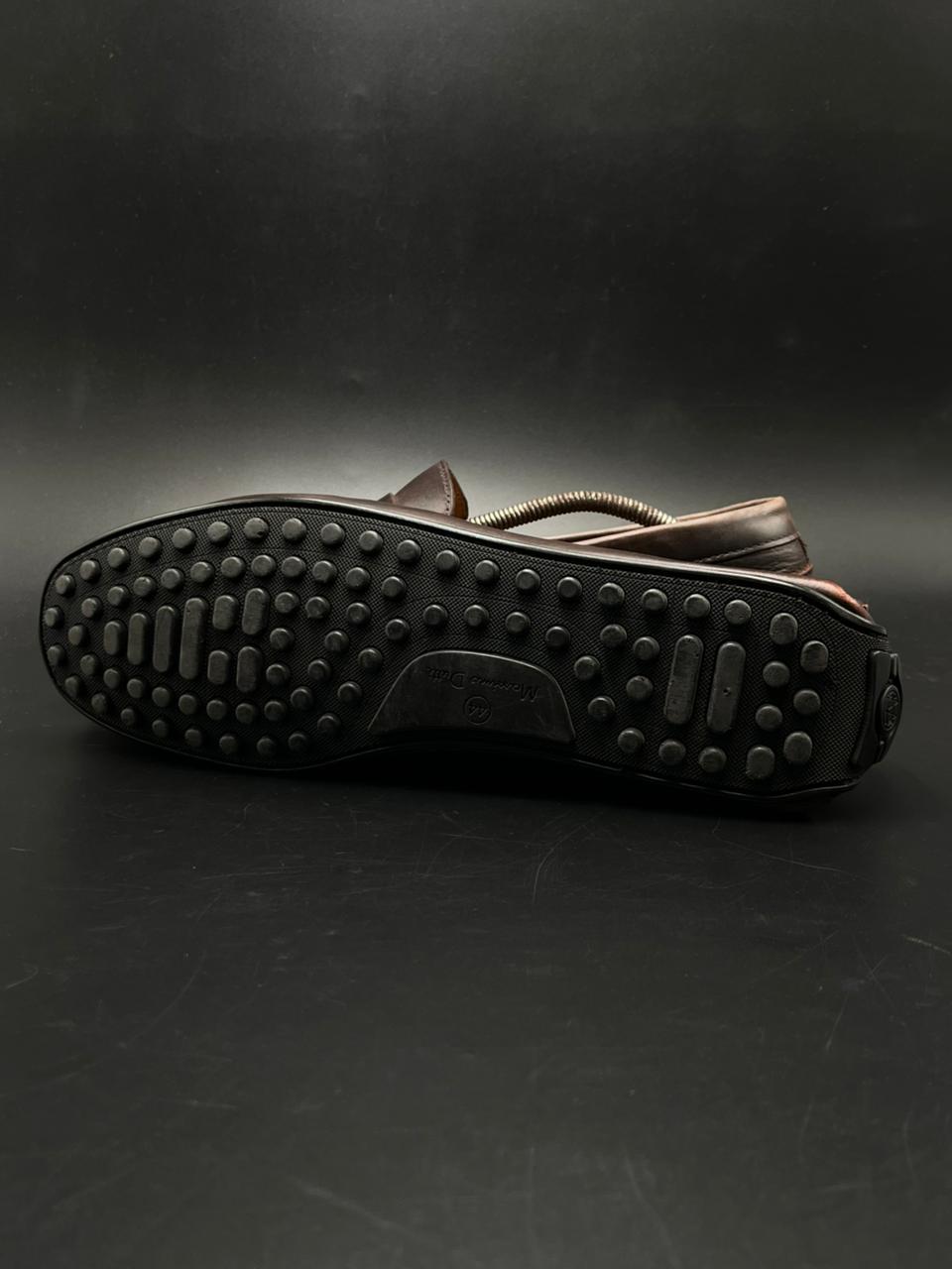 MASSIMO DUTTI DARK BROWN LEATHER PENNY DRIVING MOC SLIP ON LOAFERS SHOES