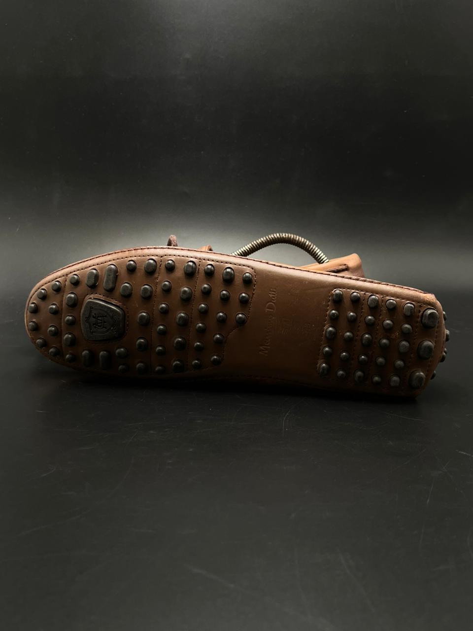 MASSIMO DUTTI BROWN LEATHER TIE MOC PEBBLED SOLE Drivers