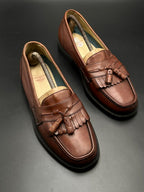 DOCKERS VINTAGE BROWN LEATHER KILTIE TASSEL SLIP ON LOAFERS SHOES