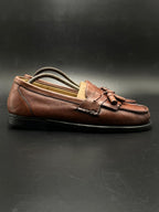 DOCKERS VINTAGE BROWN LEATHER KILTIE TASSEL SLIP ON LOAFERS SHOES