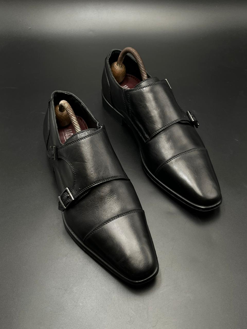 JACAMO BLACK LEATHER BRAIDED STRAP DRIVING MOC SLIP ON LOAFERS SHOES