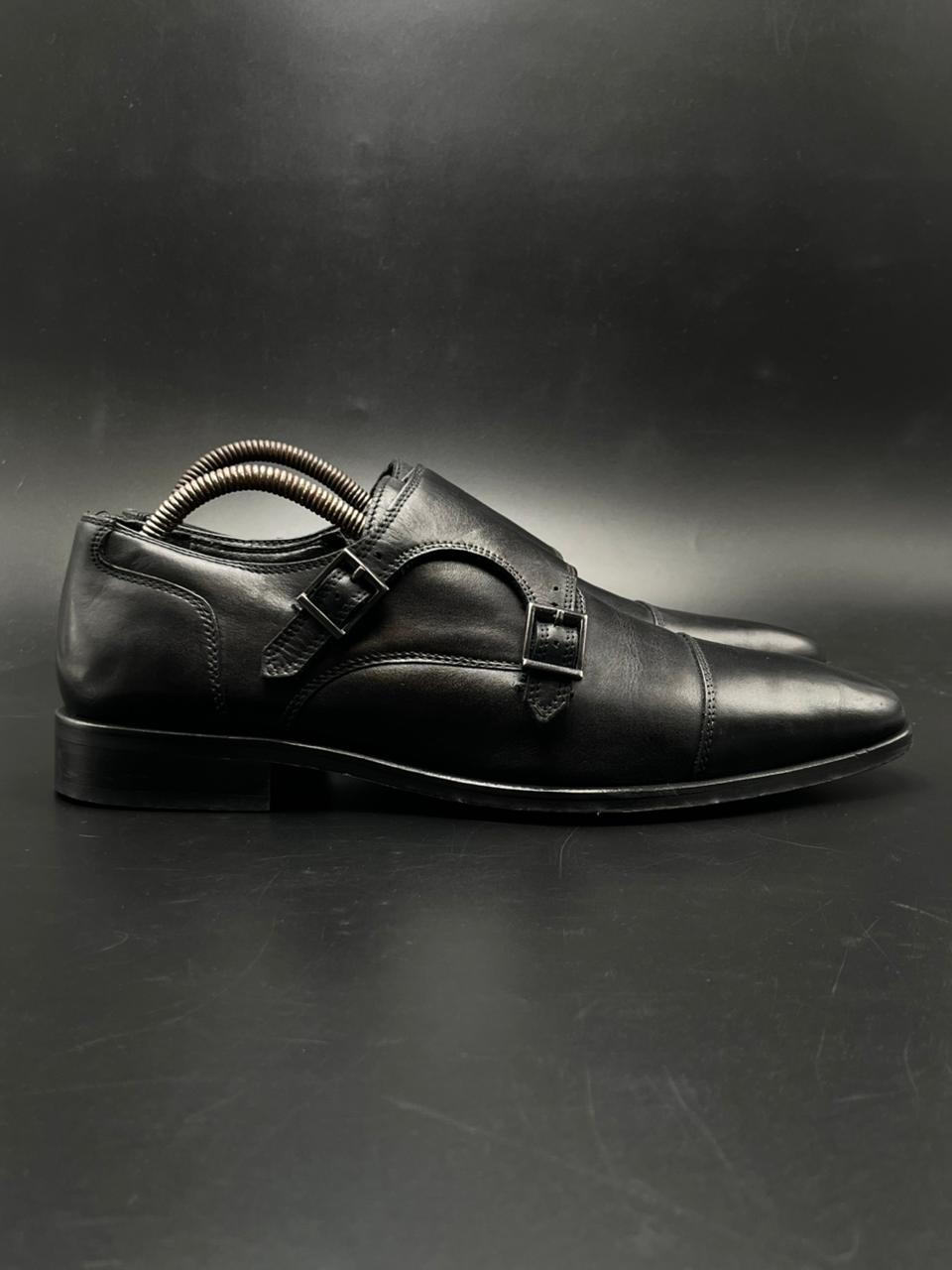 JACAMO BLACK LEATHER BRAIDED STRAP DRIVING MOC SLIP ON LOAFERS SHOES