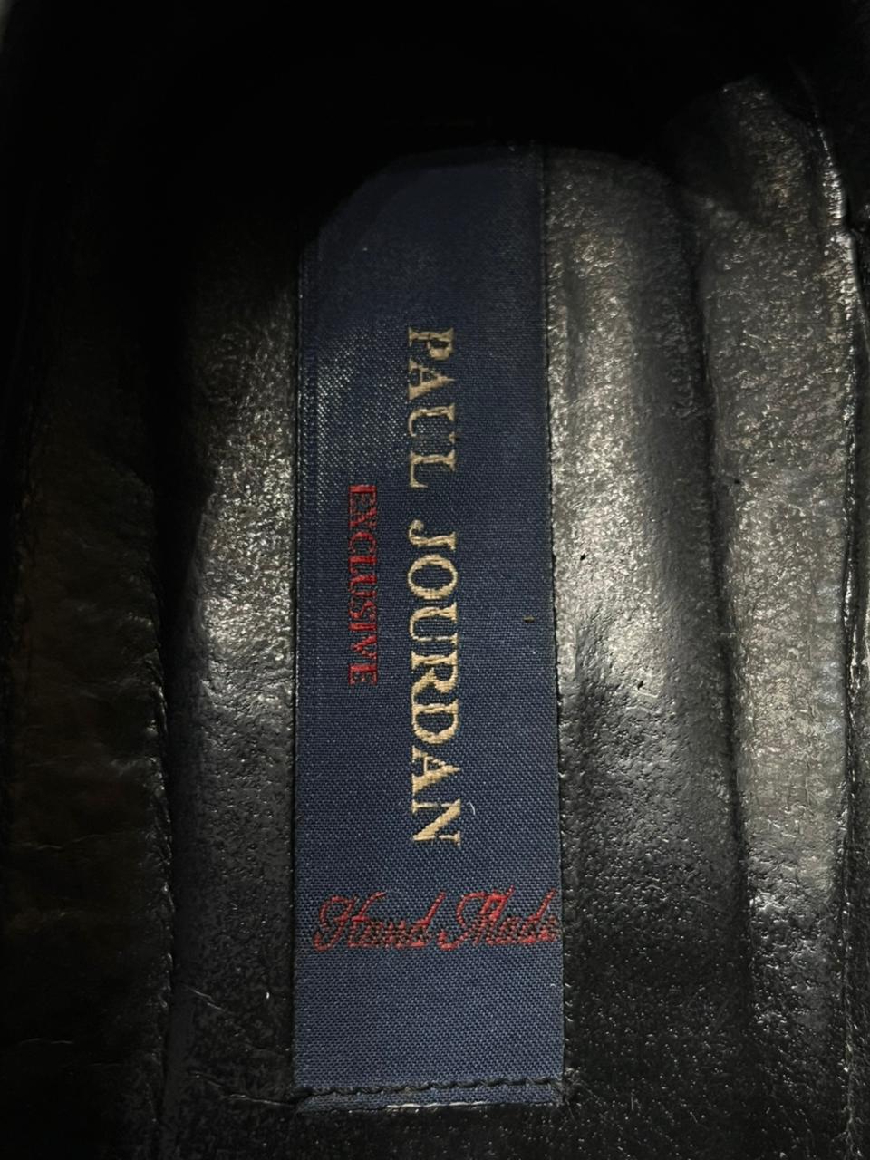 PAUL JOURDAN EXCLUSIVE HANDMADE BLACK/NAVY ALLIGATOR EMBOSSED LEATHER OXFORD DRESS SHOES