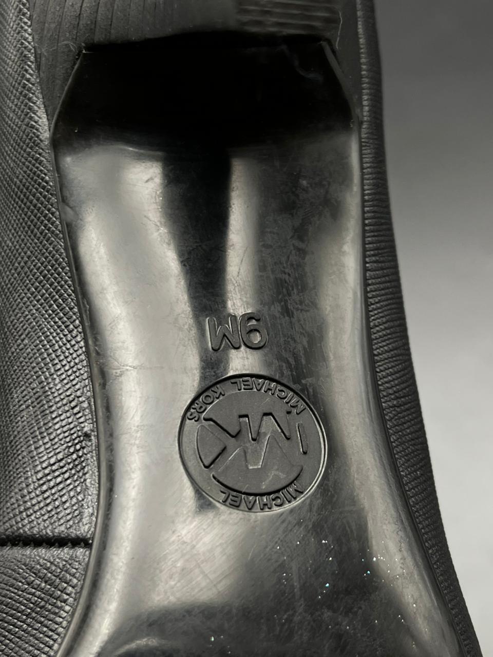 MICHAEL KORS BLACK CROSSGRAIN LEATHER POINTED TOE HEELS