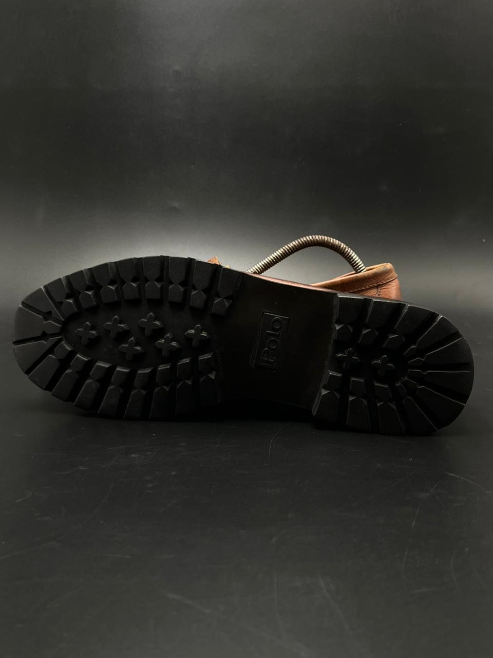 POLO RALPH LAUREN VINTAGE BROWN LEATHER LUG SOLE PENNY LOAFERS