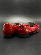 MICHAEL KORS RED PATENT LEATHER MOC SLIP ON PENNY LOAFERS SHOES