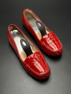 MICHAEL KORS RED PATENT LEATHER MOC SLIP ON PENNY LOAFERS SHOES