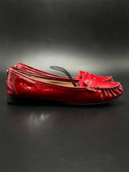 MICHAEL KORS RED PATENT LEATHER MOC SLIP ON PENNY LOAFERS SHOES
