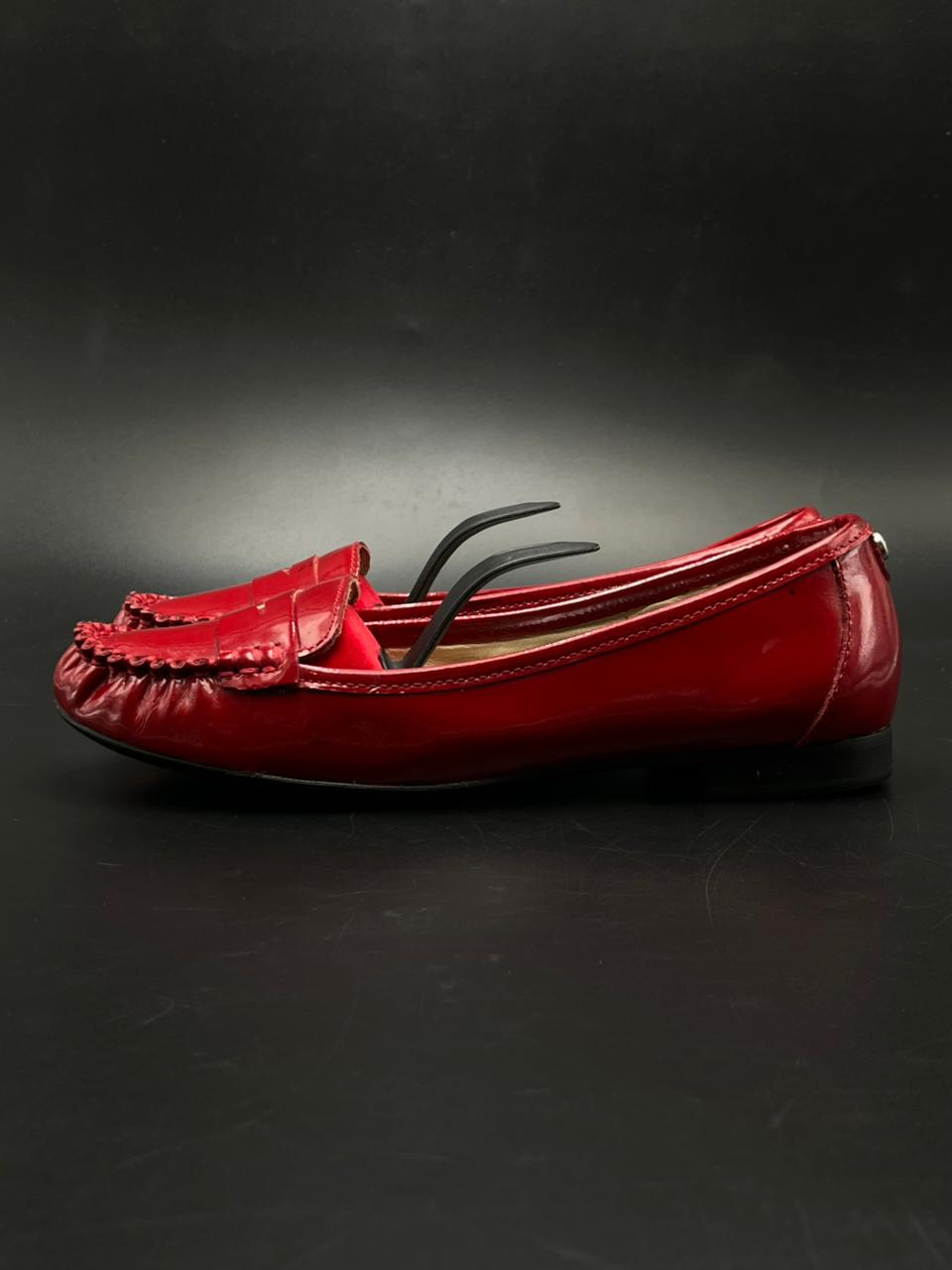 MICHAEL KORS RED PATENT LEATHER MOC SLIP ON PENNY LOAFERS SHOES