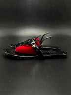 TORY BURCH BLACK PATENT LEATHER MILLER THONG FLAT SLIPPERS
