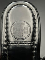 TORY BURCH BLACK PATENT LEATHER MILLER THONG FLAT SLIPPERS