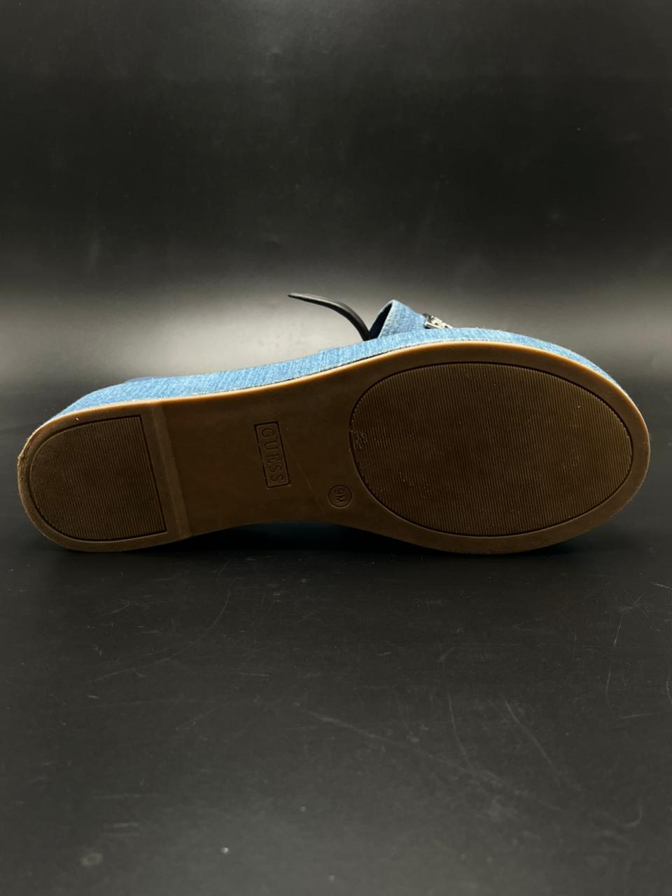 GUESS BLUE DENIM PLATFORM SLIDES