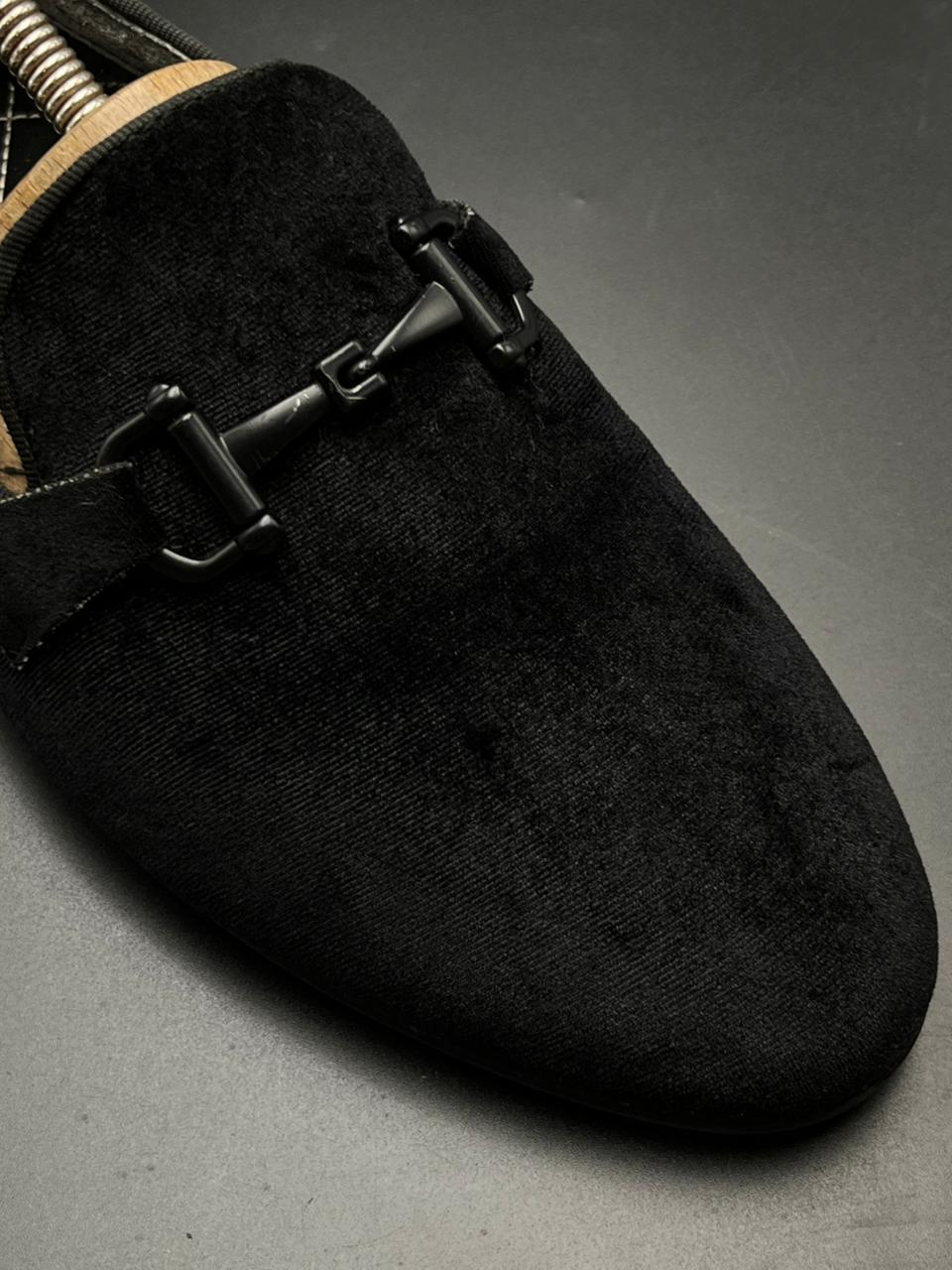 STEVE MADDEN CLIPSE BLACK VELVET BIT LOAFERS