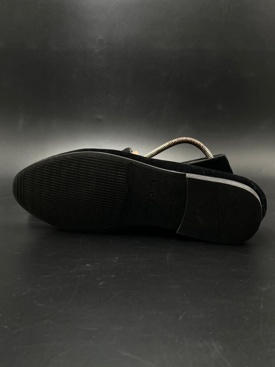 STEVE MADDEN CLIPSE BLACK VELVET BIT LOAFERS