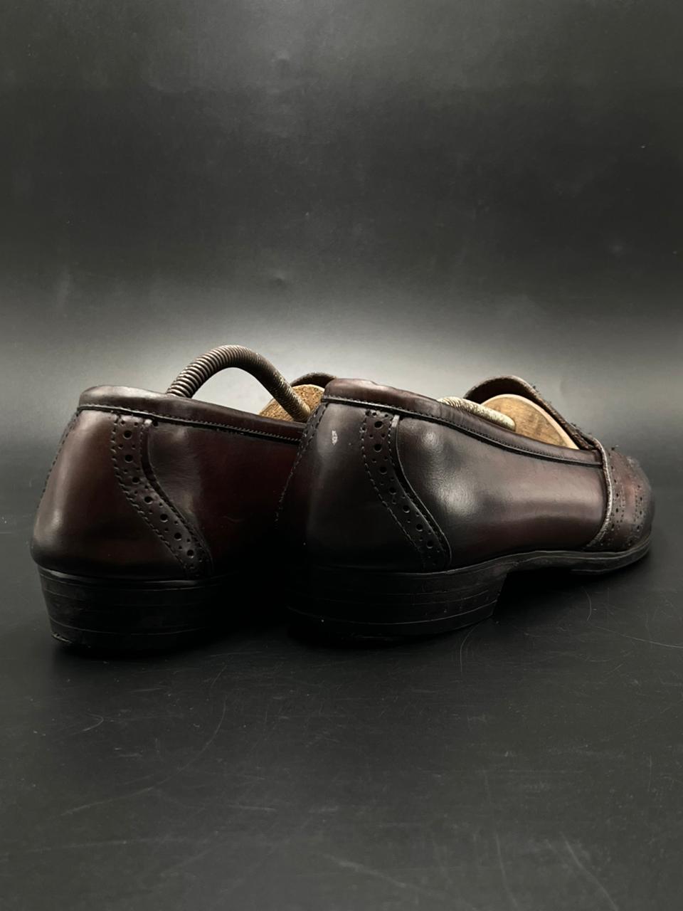 POLO BY RALPH LAUREN BURGUNDY LEATHER BROGUE PENNY LOAFERS