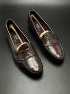 POLO BY RALPH LAUREN BURGUNDY LEATHER BROGUE PENNY LOAFERS