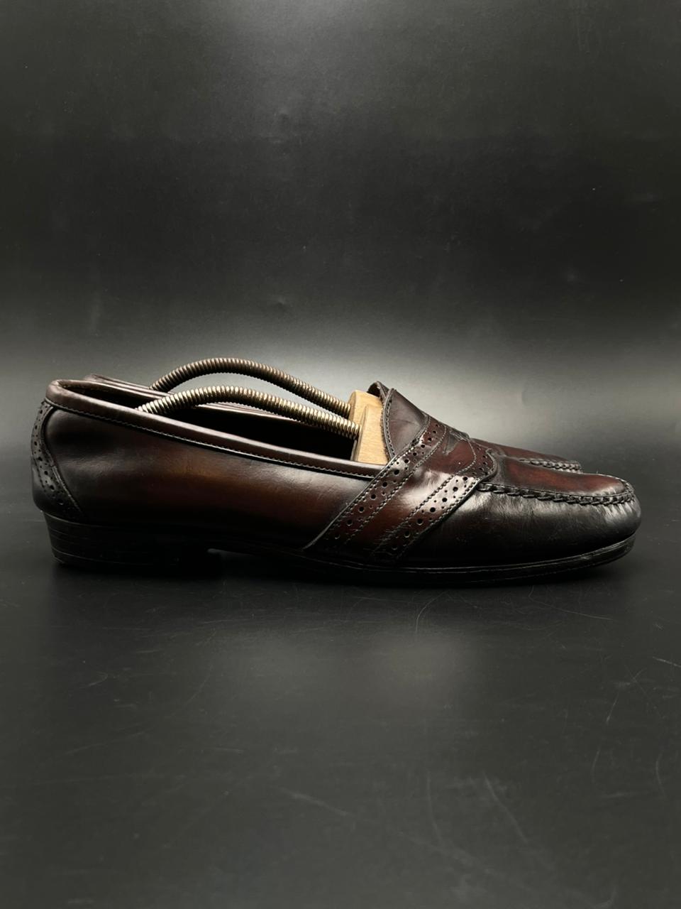 POLO BY RALPH LAUREN BURGUNDY LEATHER BROGUE PENNY LOAFERS