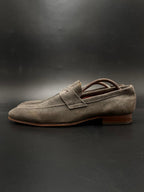 VAN LIER GREY SUEDE PENNY LOAFERS