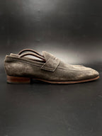 VAN LIER GREY SUEDE PENNY LOAFERS