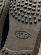 TOD'S BLACK SUEDE GOMMINI LACE-UP DRIVING SNEAKERS