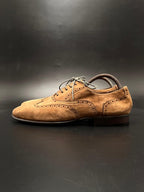 AIDEBAOU TAN SUEDE WINGTIP BROGUE OXFORD DRESS SHOES