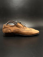 AIDEBAOU TAN SUEDE WINGTIP BROGUE OXFORD DRESS SHOES