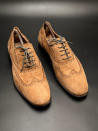 AIDEBAOU TAN SUEDE WINGTIP BROGUE OXFORD DRESS SHOES