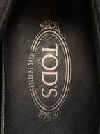 TOD'S BLACK SUEDE GOMMINI LACE-UP DRIVING SNEAKERS
