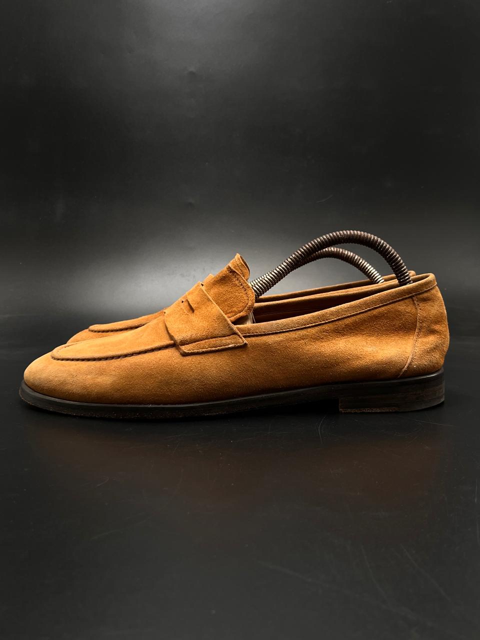 LORENZO BANFI X CLASSSY TAN SUEDE PENNY LOAFERS SHOES