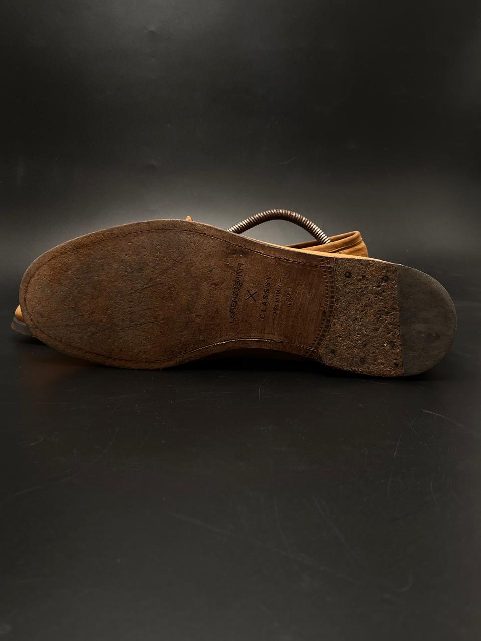 LORENZO BANFI X CLASSSY TAN SUEDE PENNY LOAFERS SHOES
