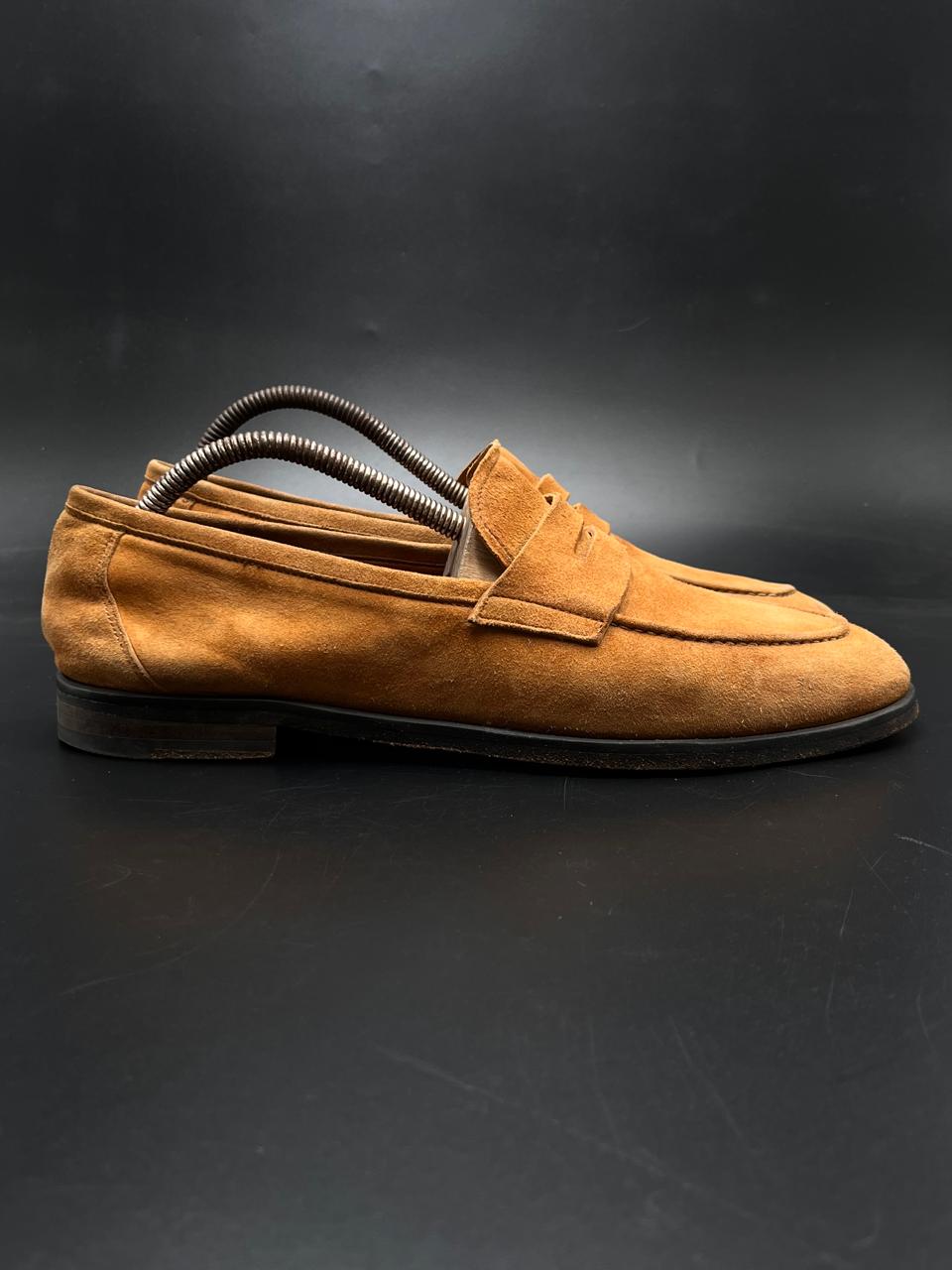 LORENZO BANFI X CLASSSY TAN SUEDE PENNY LOAFERS SHOES