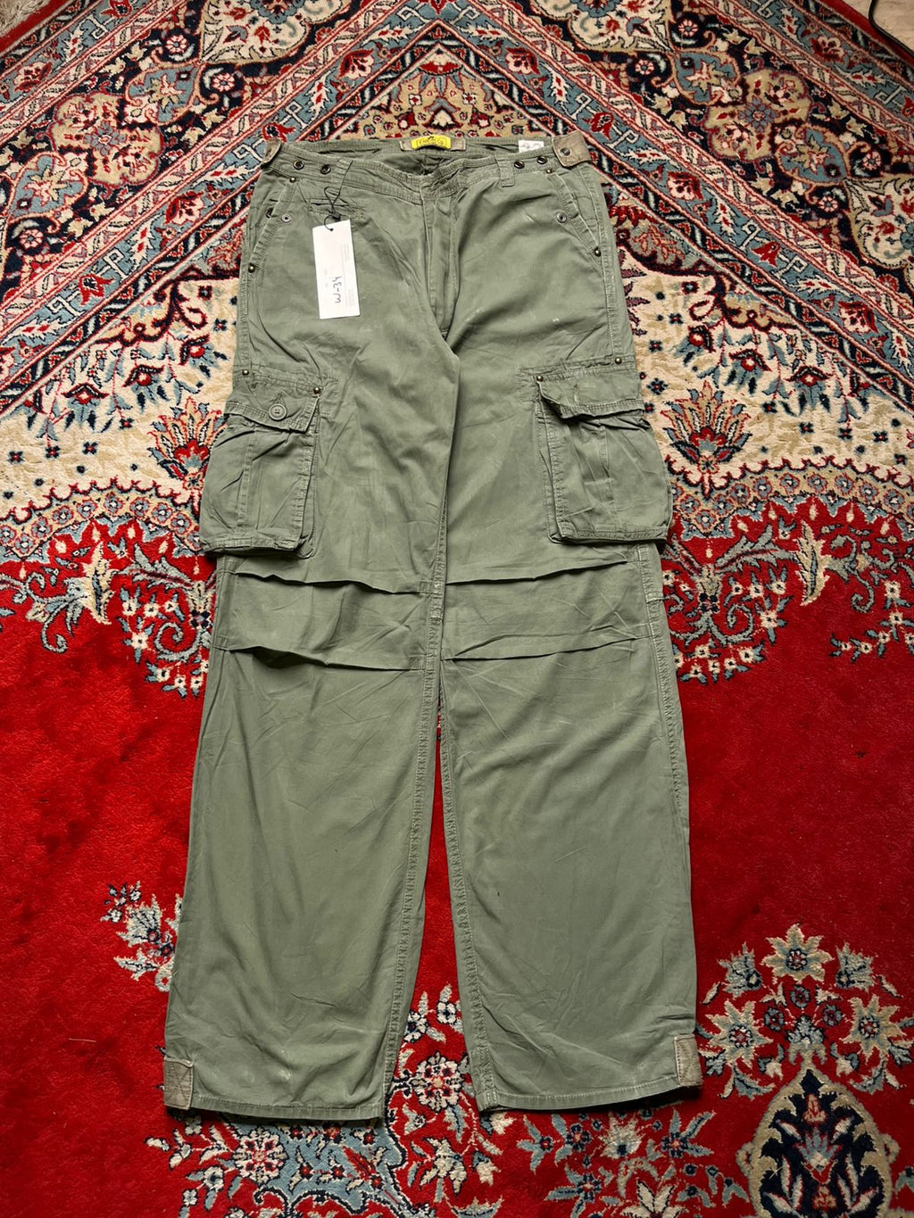 T-WEAR CO ORIGINAL SAGE GREEN DISTRESSED CARGO PANTS - 32