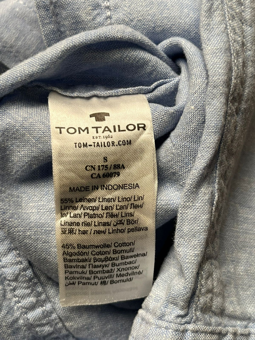 TOM TAILOR REGULAR FIT COTTON/LINEN BLEND BUTTON DOWN SHIRT - M
