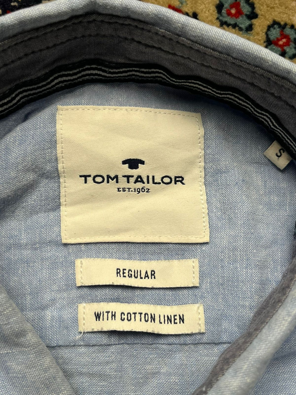 TOM TAILOR REGULAR FIT COTTON/LINEN BLEND BUTTON DOWN SHIRT - M