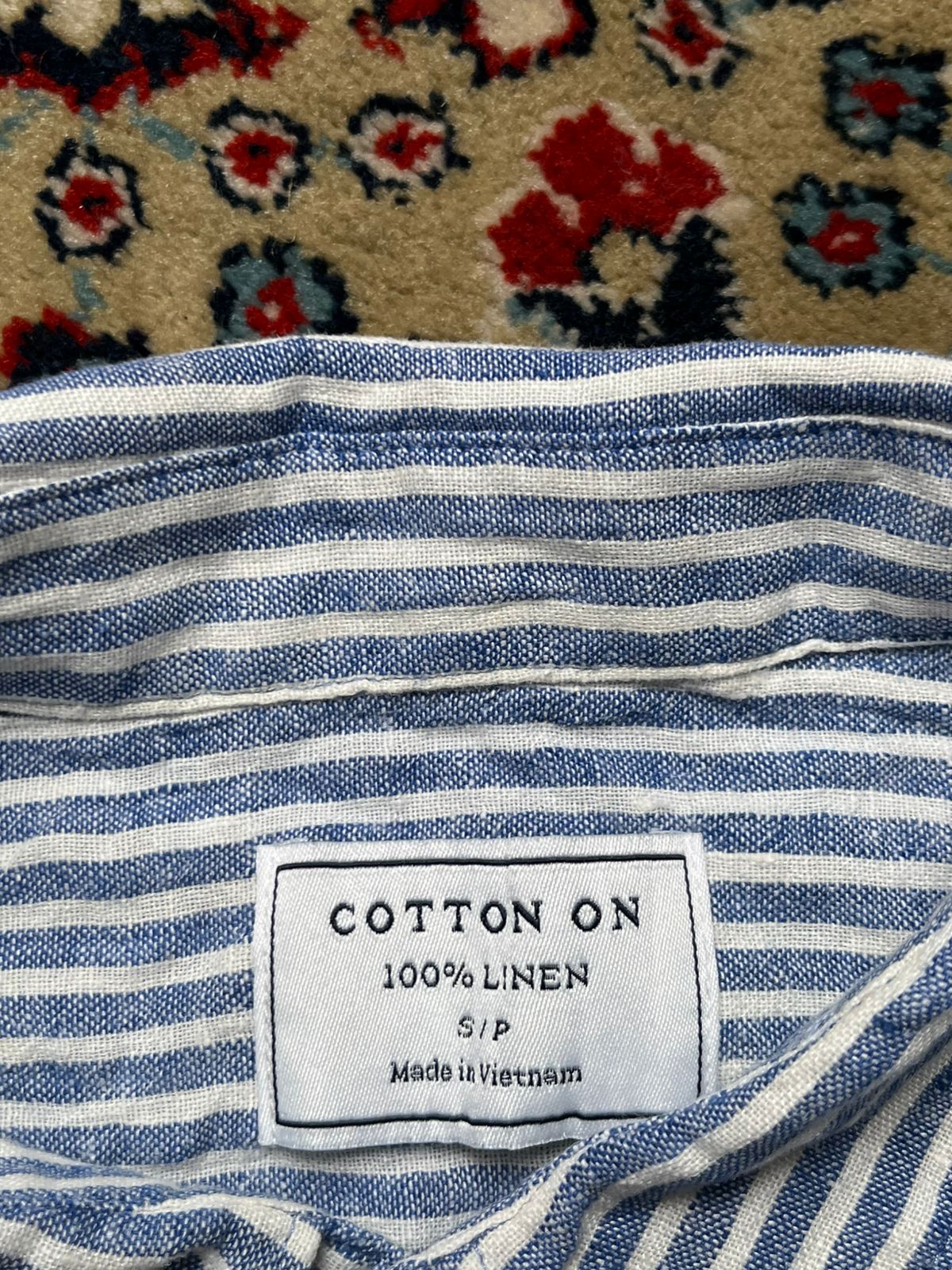 COTTON ON LINEN STRIPED BUTTON DOWN SHIRT - S