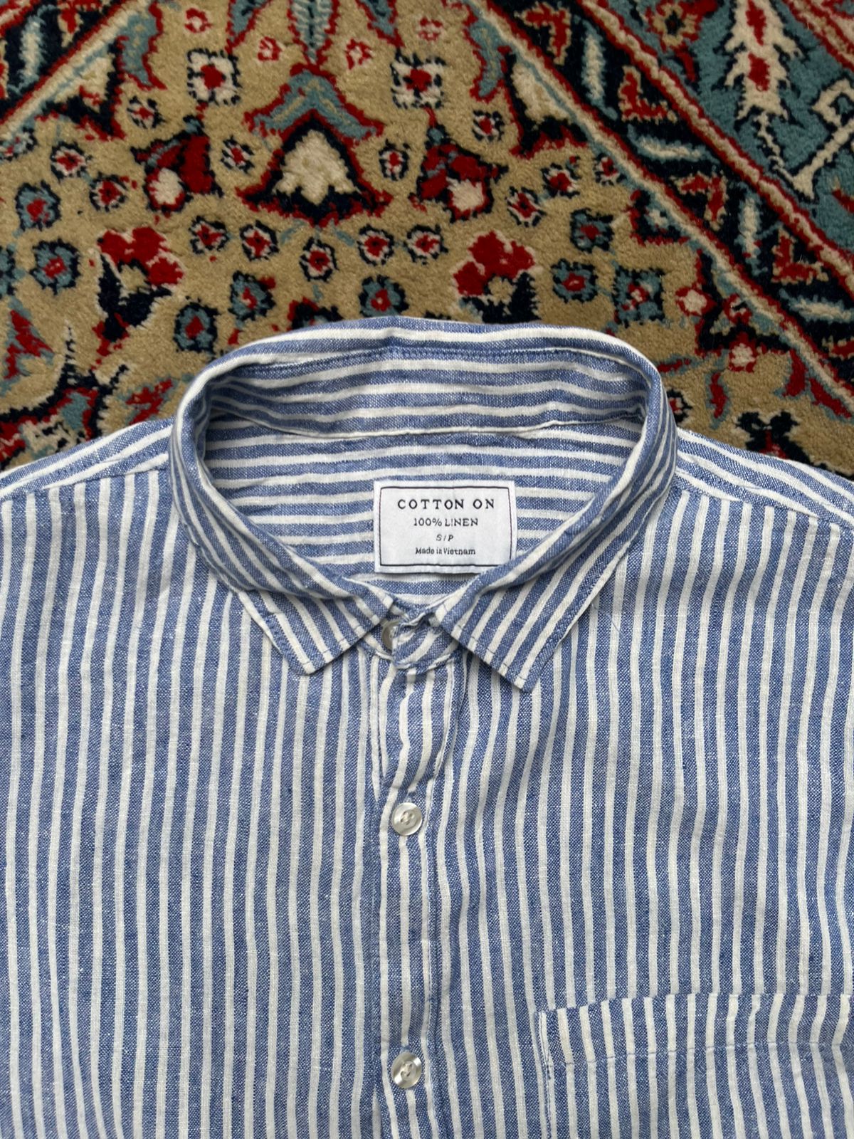 COTTON ON LINEN STRIPED BUTTON DOWN SHIRT - S