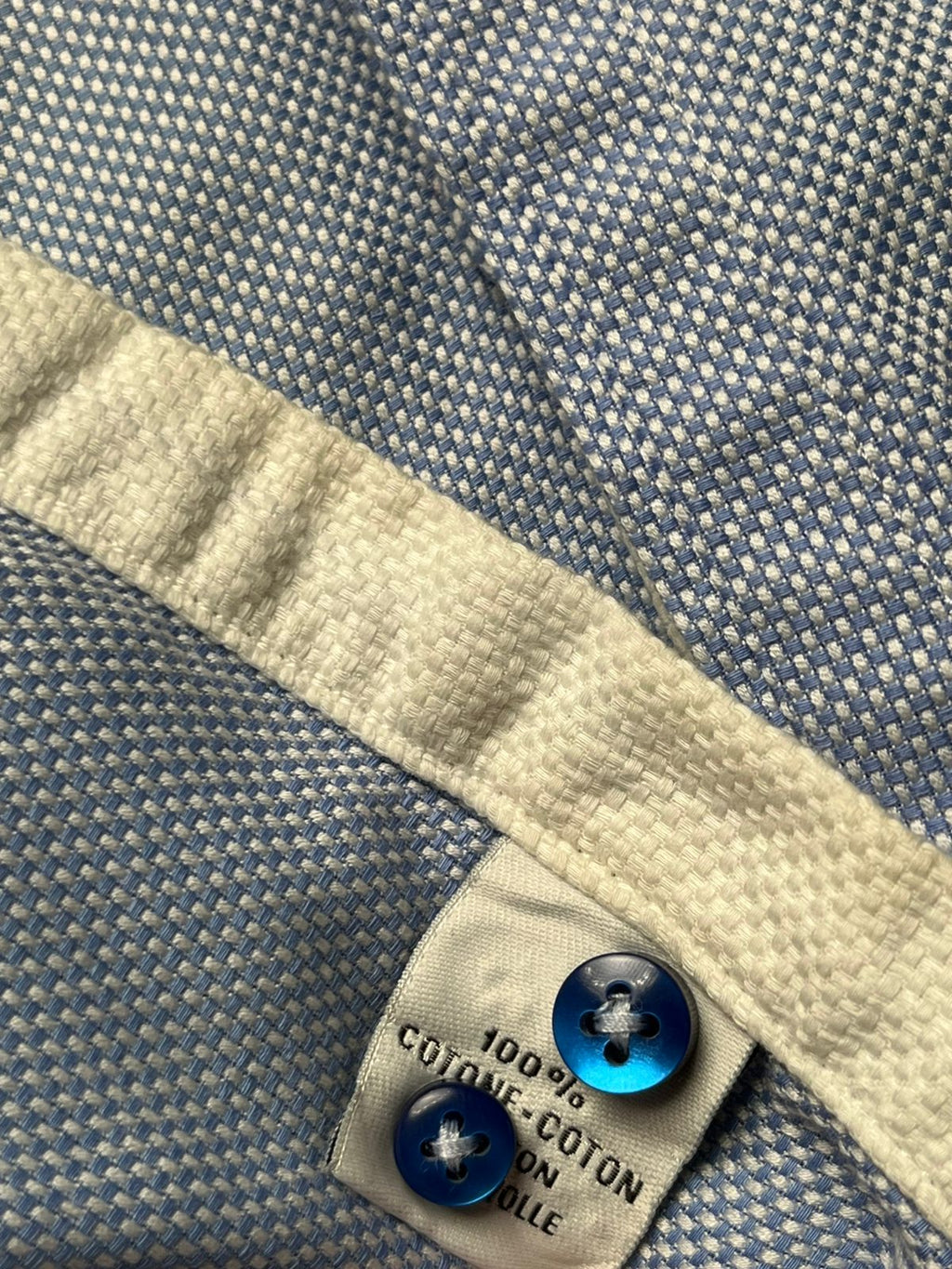 OSCAR MILO LIGHT BLUE MICRO JACQUARD SLIM FIT TEXTURED BUTTON DOWN SHIRT - XL