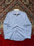 OSCAR MILO LIGHT BLUE MICRO JACQUARD SLIM FIT TEXTURED BUTTON DOWN SHIRT - XL