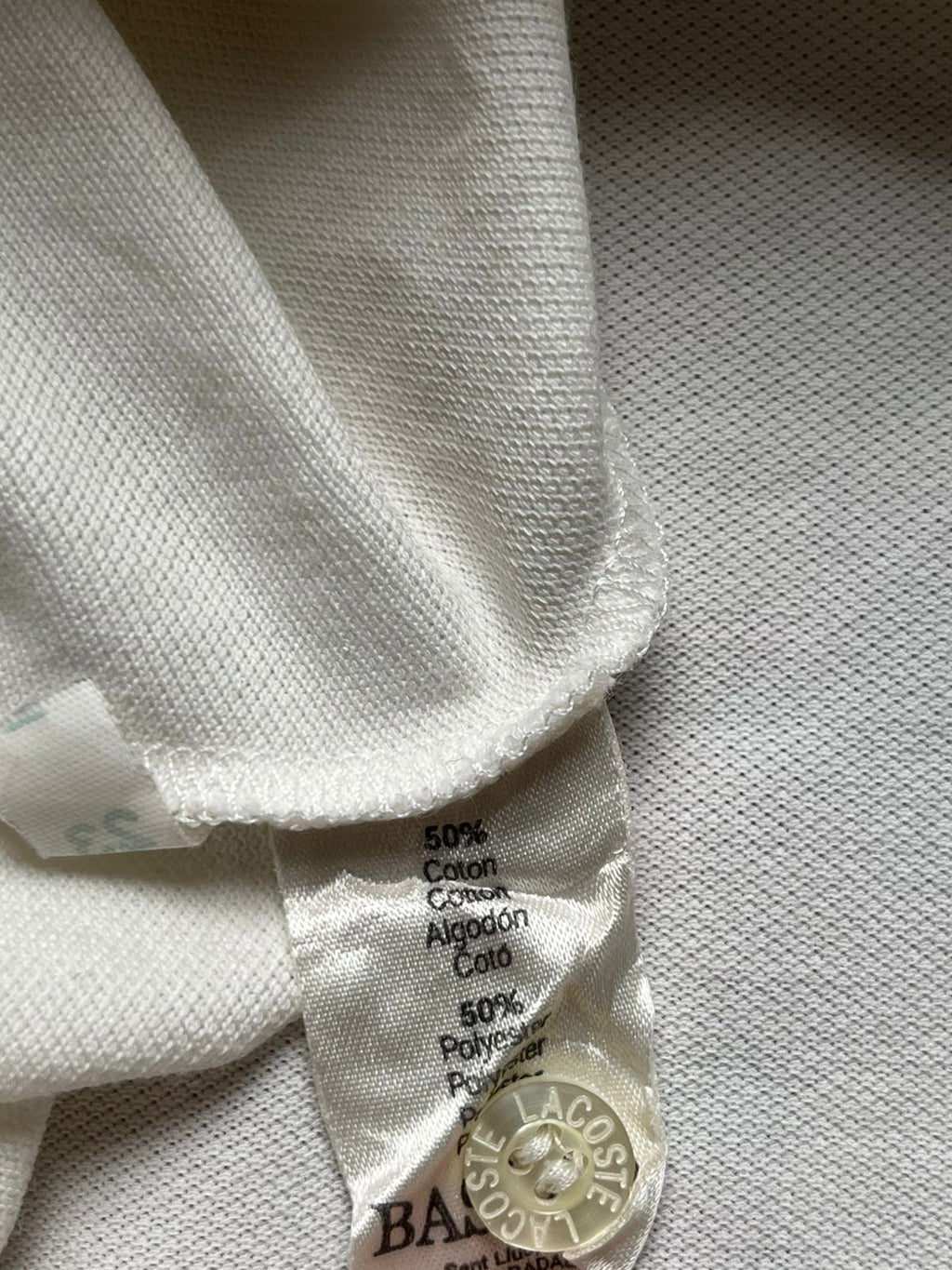 LACOSTE WHITE TEXTURED COTTON/POLY BLEND BUTTON DOWN SHIRT - XL