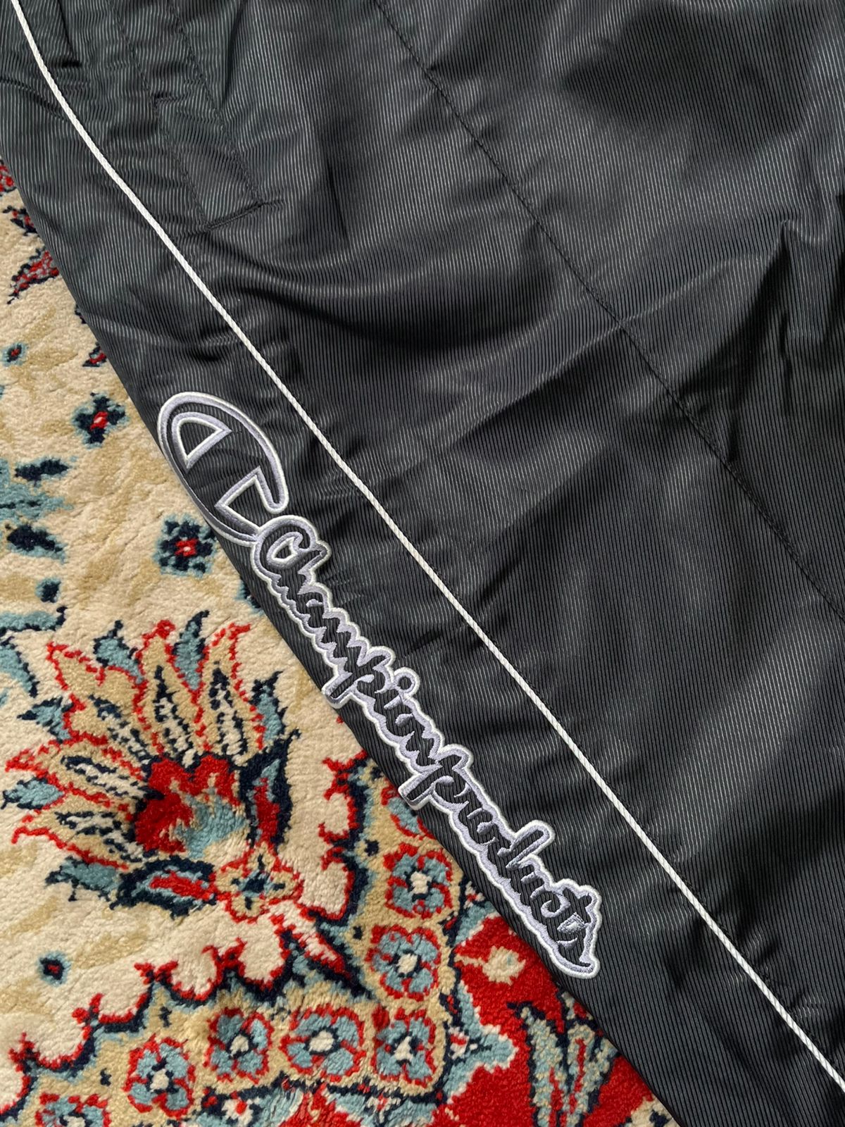 VINTAGE CHAMPION JAPAN GLOSSY BLACK OUTDOOR CASUAL TRACK PANTS - 28
