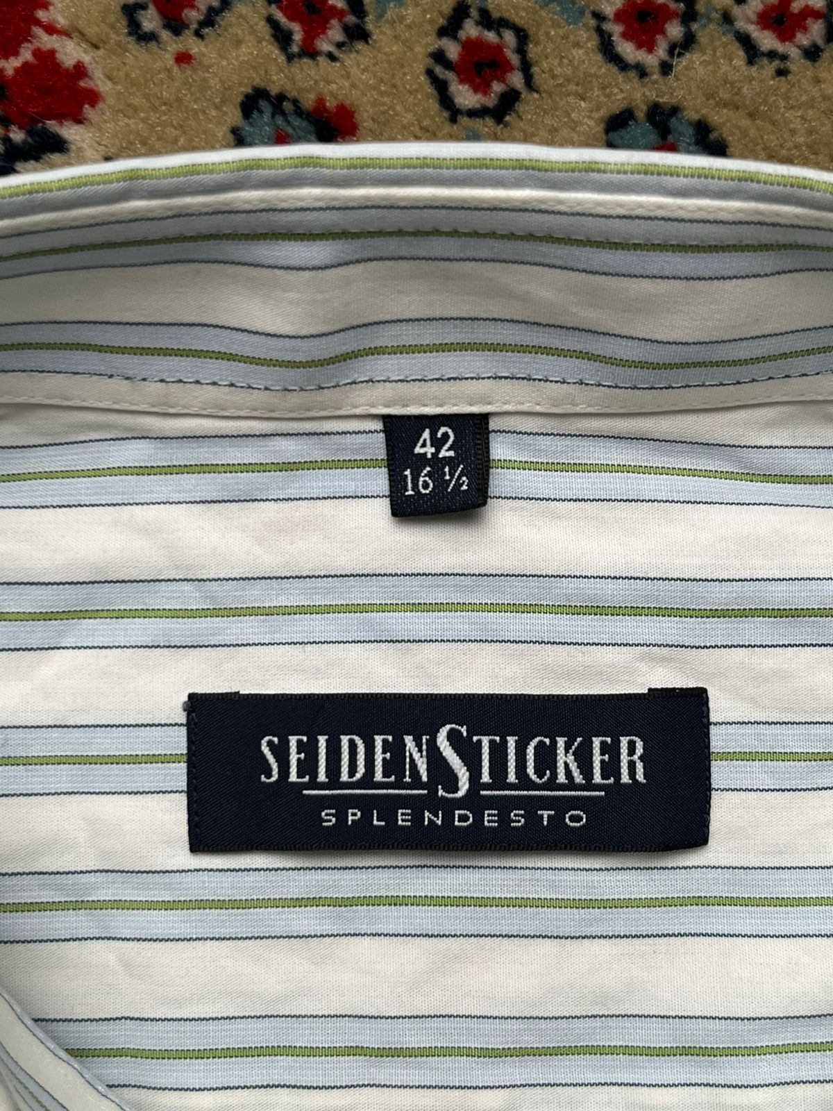 SEIDEN STICKER STRIPED BUTTON DOWN SHIRT - L