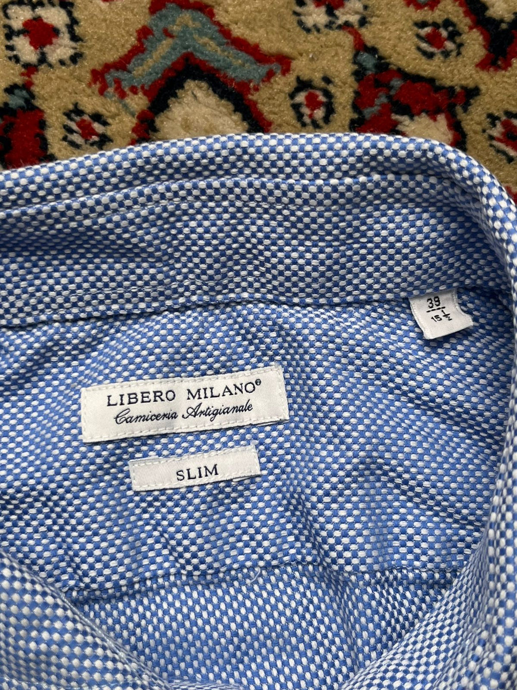 LIBERO MILANO SLIM FIT JACQUARD TEXTURED BUTTON DOWN SHIRT - M