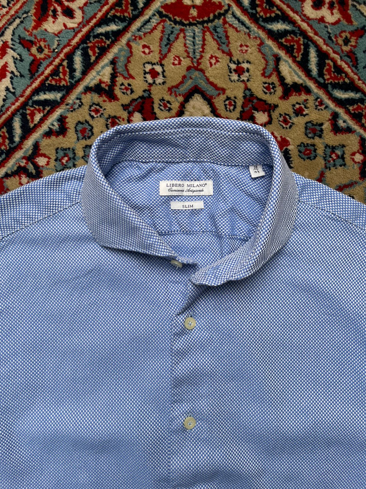 LIBERO MILANO SLIM FIT JACQUARD TEXTURED BUTTON DOWN SHIRT - M