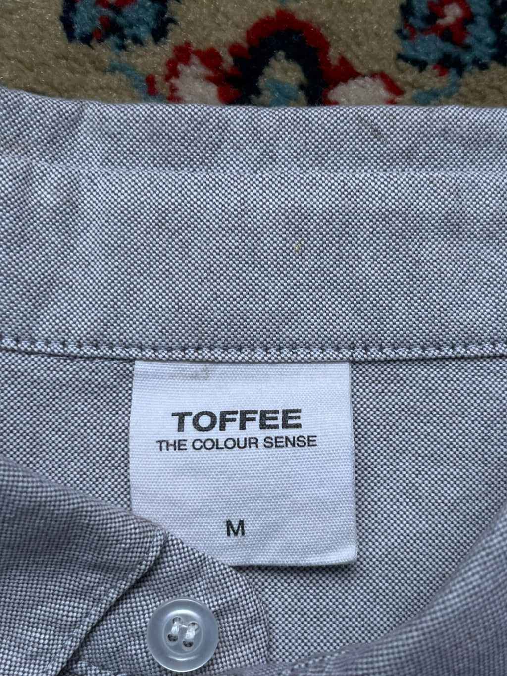 TOFFEE GREY CROPPED BUTTON DOWN SHIRT - M