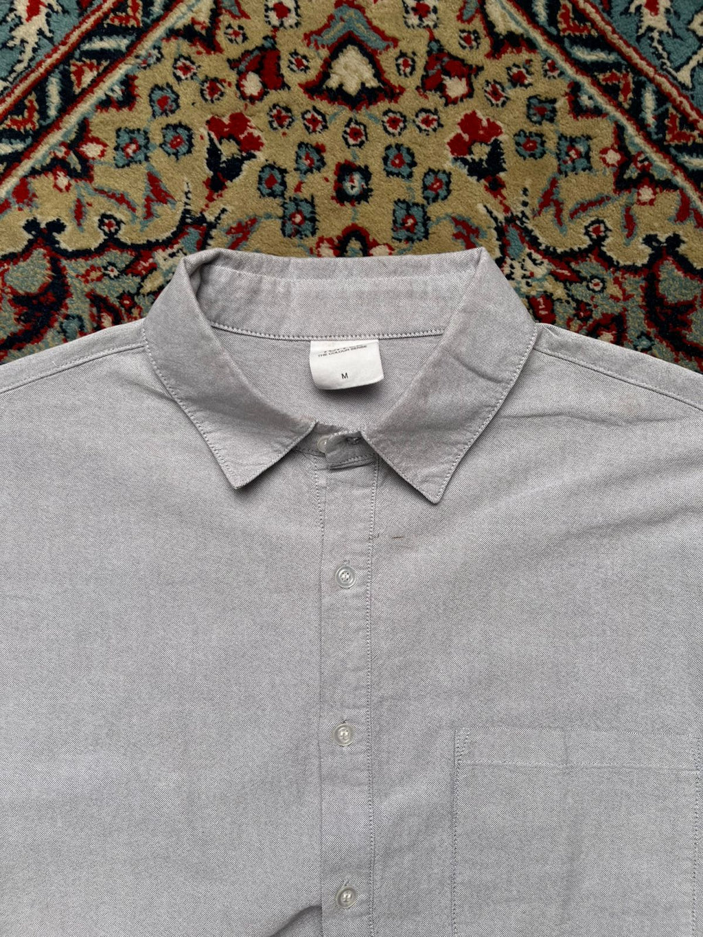 TOFFEE GREY CROPPED BUTTON DOWN SHIRT - M